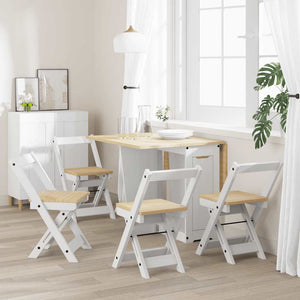 Klappstühle 4er Set, Kiefer Massivholz Weiß