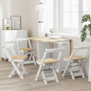 Klappstühle 4er Set, Kiefer Massivholz Weiß