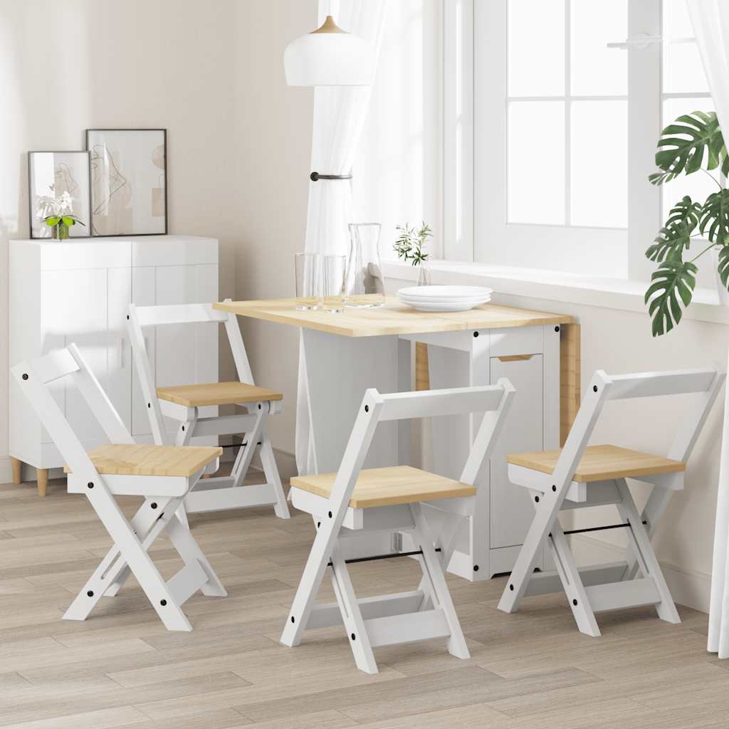 Klappstühle 4er Set, Kiefer Massivholz Weiß