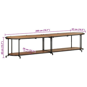 TV-Regal Akazie Massivholz 200 cm