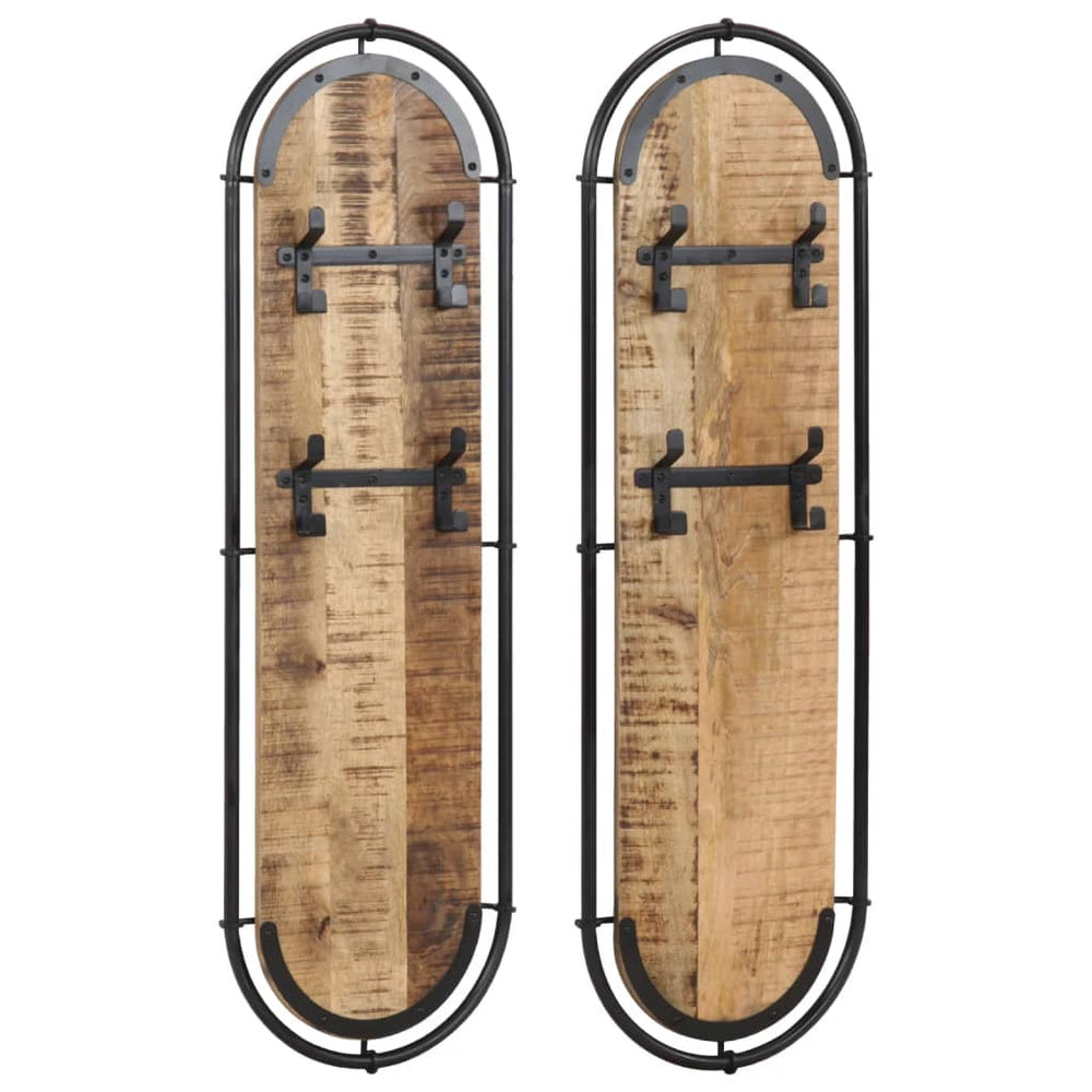 Wandgarderobe 4 Haken Mangoholz 2er Set