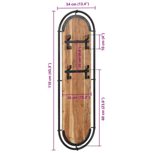 Wandgarderobe Akazie 4 Haken, 2er Set
