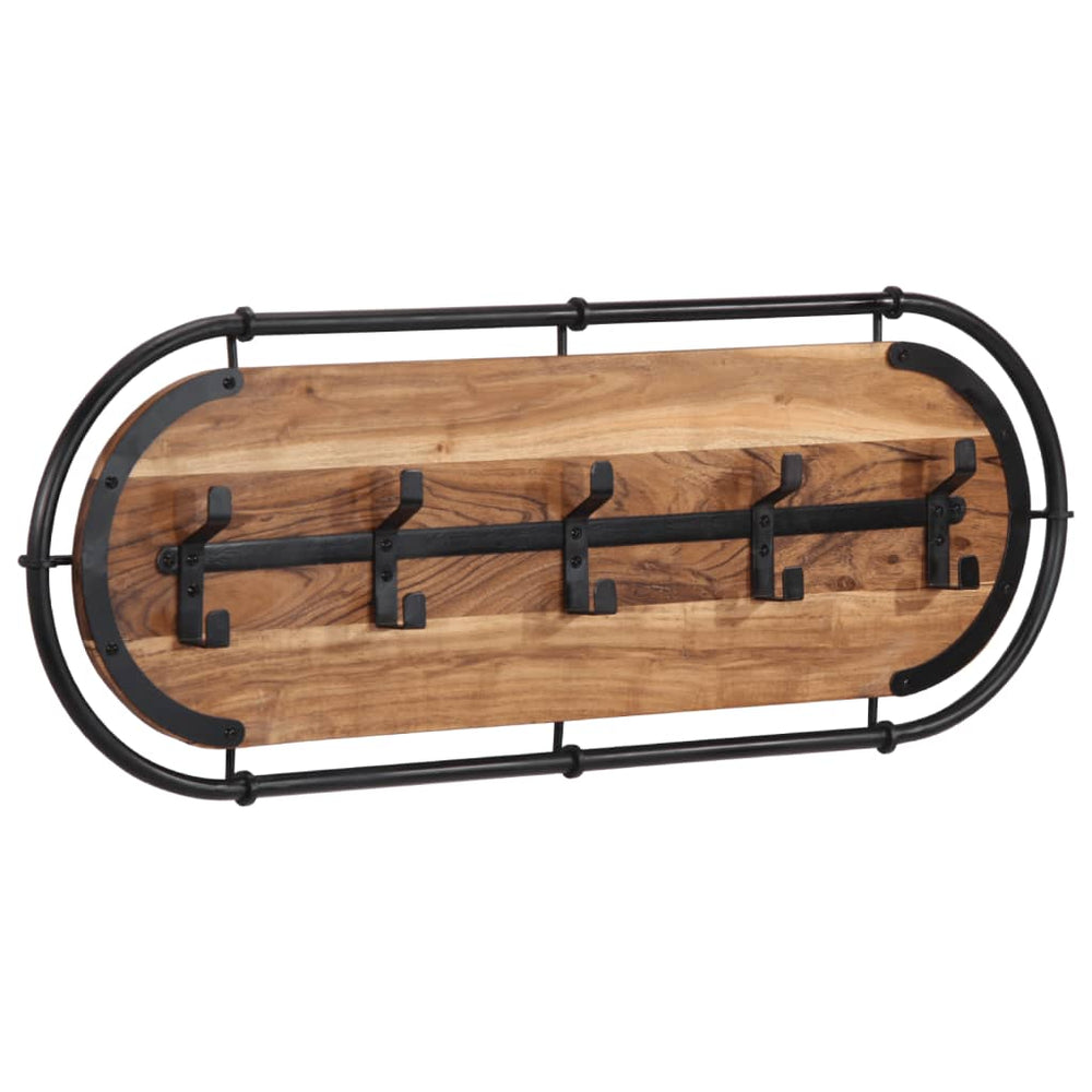 Wandgarderobe Akazie Massivholz mit 5 Haken
