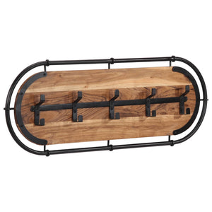 Wandgarderobe Akazie Massivholz mit 5 Haken