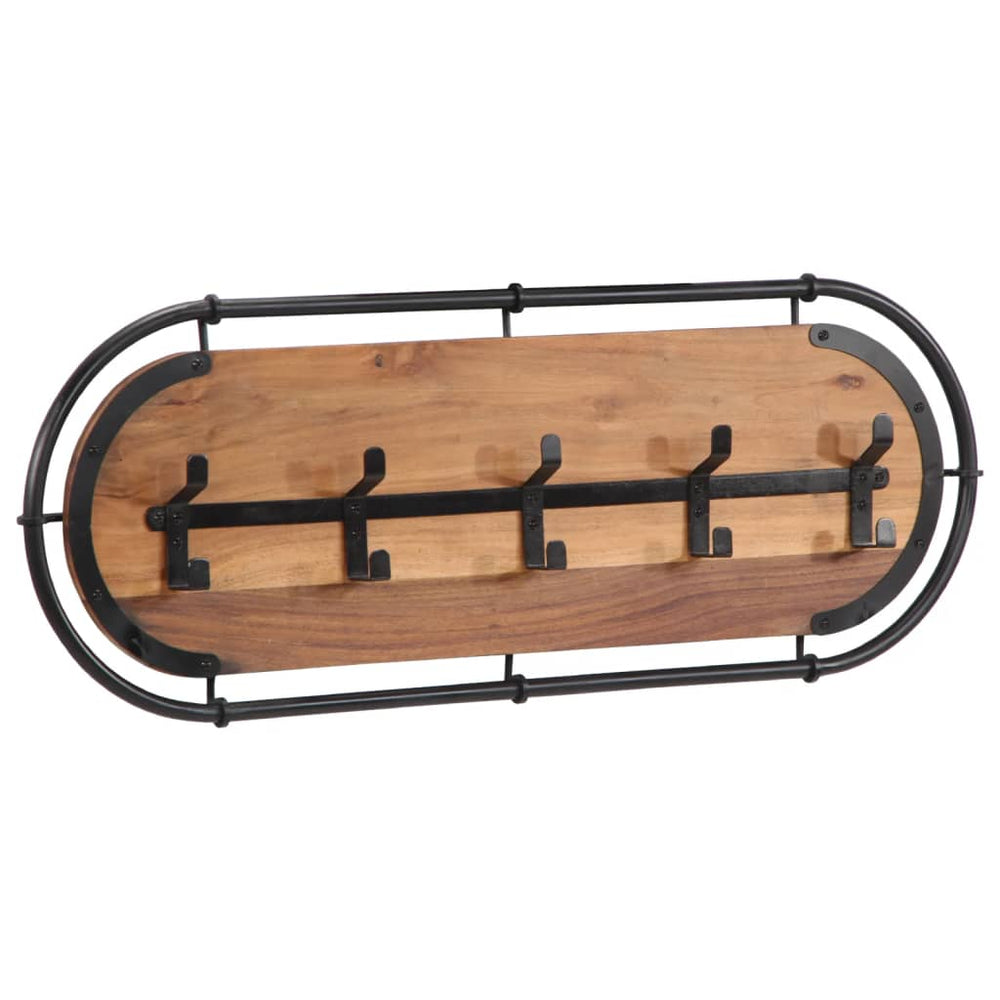 Wandgarderobe Akazie Massivholz mit 5 Haken