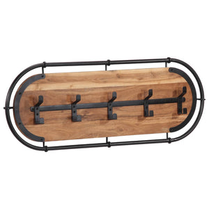 Wandgarderobe Akazie Massivholz mit 5 Haken