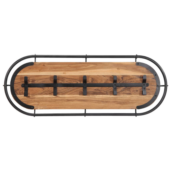 Wandgarderobe Akazie Massivholz mit 5 Haken