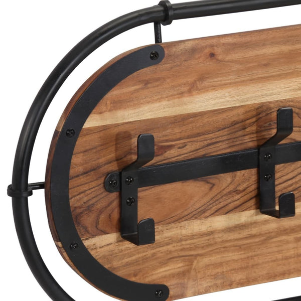 Wandgarderobe Akazie Massivholz mit 5 Haken