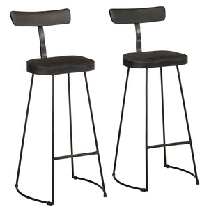 Barhocker 2er Set Schwarz Mango Massivholz