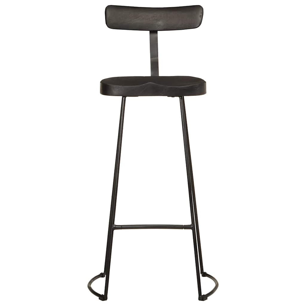 Barhocker 2er Set Schwarz Mango Massivholz