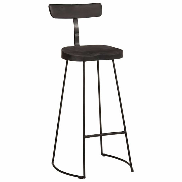 Barhocker 2er Set Schwarz Mango Massivholz