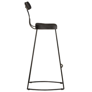 Barhocker 2er Set Schwarz Mango Massivholz