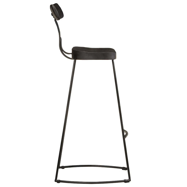 Barhocker 2er Set Schwarz Mango Massivholz