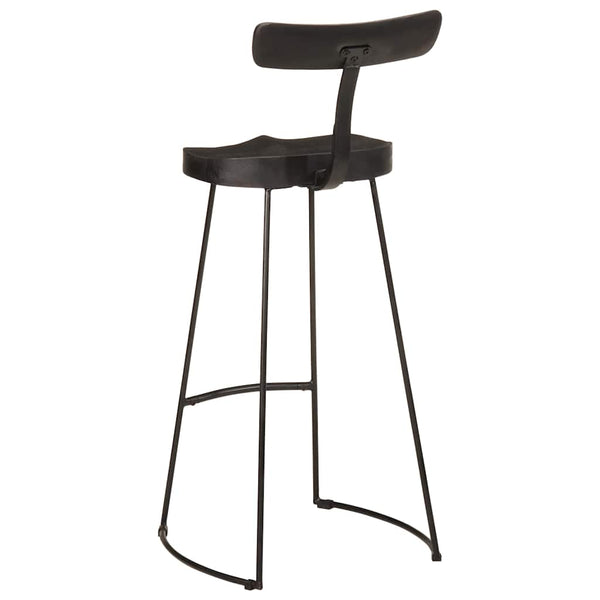Barhocker 2er Set Schwarz Mango Massivholz