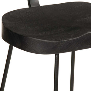 Barhocker 2er Set Schwarz Mango Massivholz