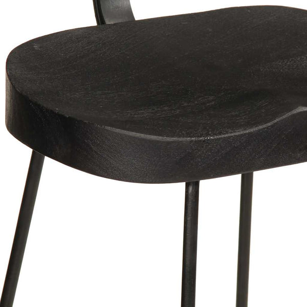 Barhocker 2er Set Schwarz Mango Massivholz