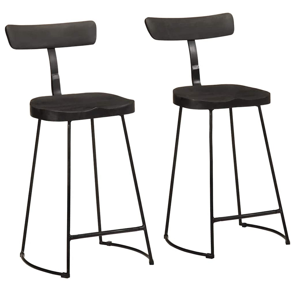 Schwarze Barhocker 2er Set Mango Massivholz