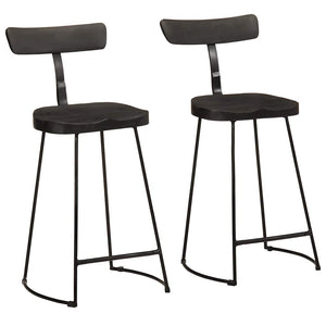 Schwarze Barhocker 2er Set Mango Massivholz