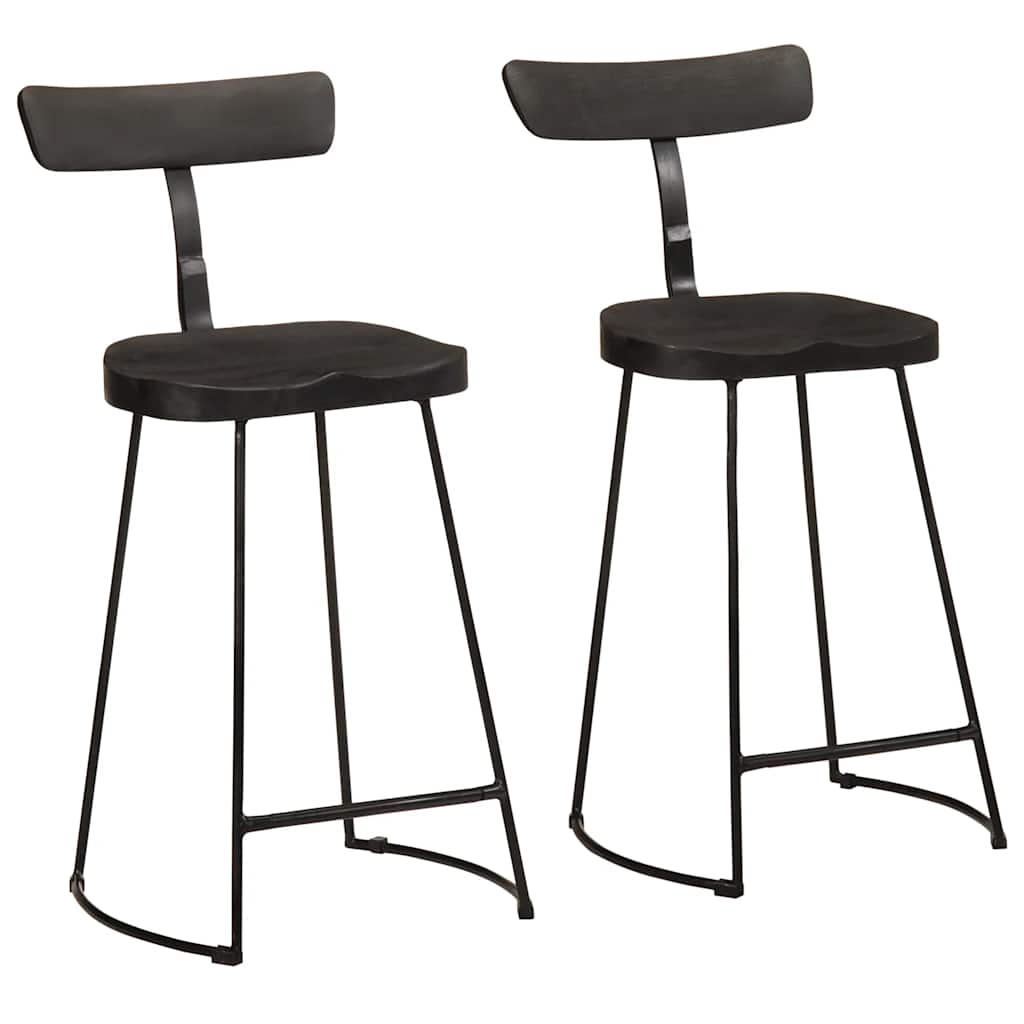 Schwarze Barhocker 2er Set Mango Massivholz