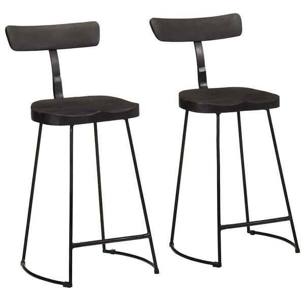 Schwarze Barhocker 2er Set Mango Massivholz