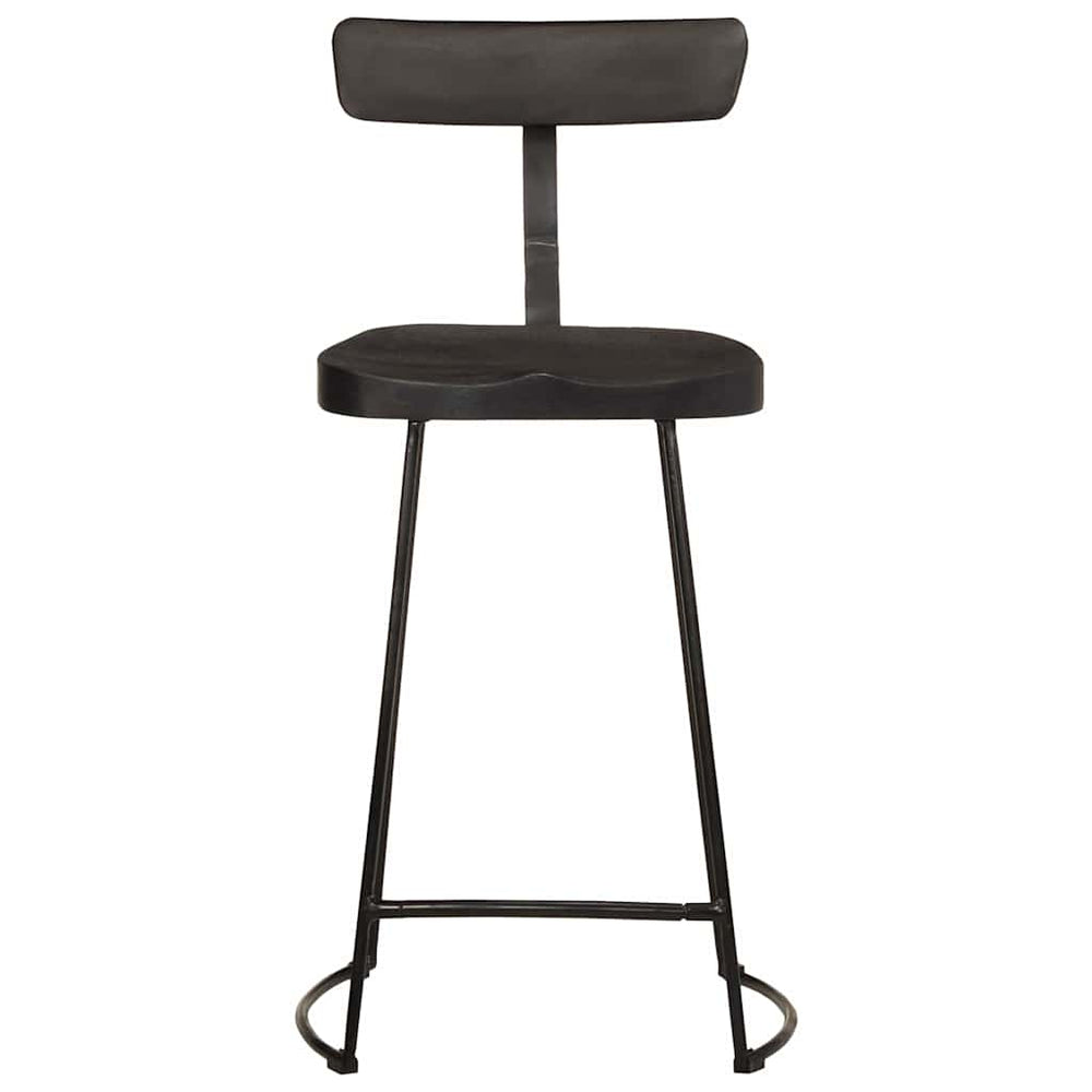 Schwarze Barhocker 2er Set Mango Massivholz