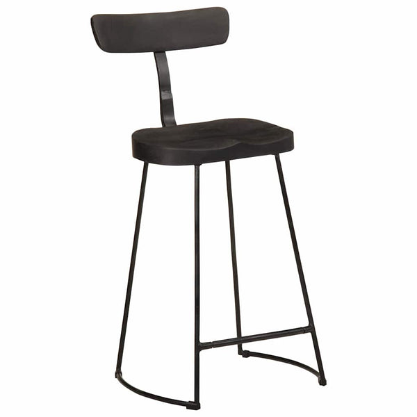 Schwarze Barhocker 2er Set Mango Massivholz