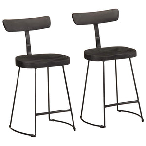 Barhocker 2er Set Schwarz Mango Massivholz