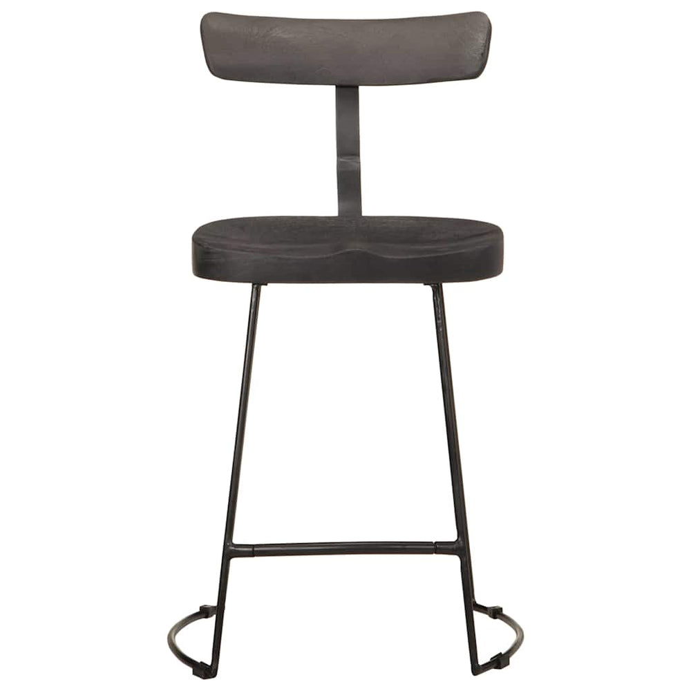Barhocker 2er Set Schwarz Mango Massivholz