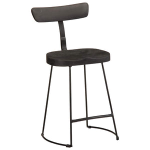Barhocker 2er Set Schwarz Mango Massivholz