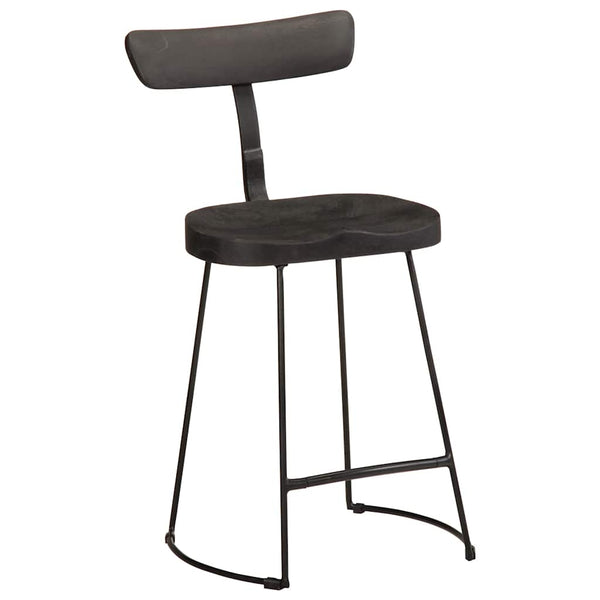 Barhocker 2er Set Schwarz Mango Massivholz