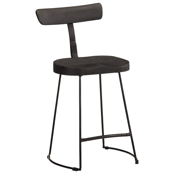 Barhocker 2er Set Schwarz Mango Massivholz
