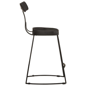 Barhocker 2er Set Schwarz Mango Massivholz