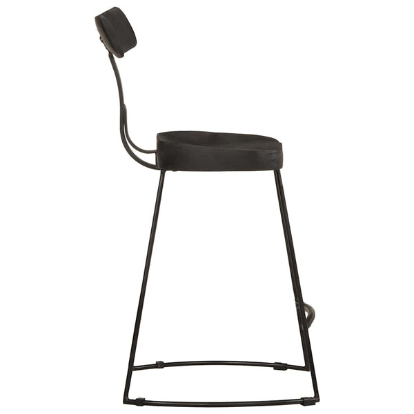Barhocker 2er Set Schwarz Mango Massivholz