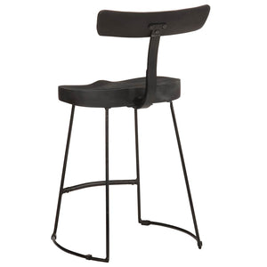 Barhocker 2er Set Schwarz Mango Massivholz