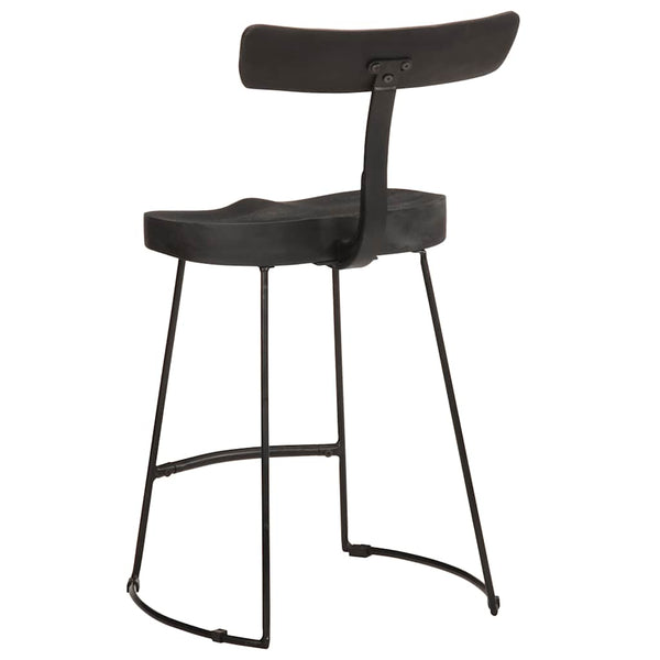 Barhocker 2er Set Schwarz Mango Massivholz