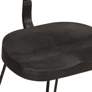Barhocker 2er Set Schwarz Mango Massivholz
