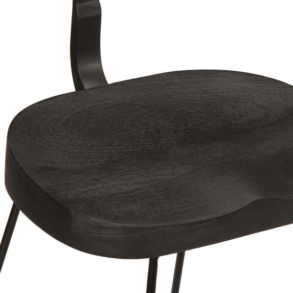 Barhocker 2er Set Schwarz Mango Massivholz