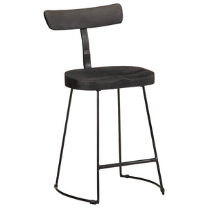 Barhocker 2er Set Schwarz Mango Massivholz