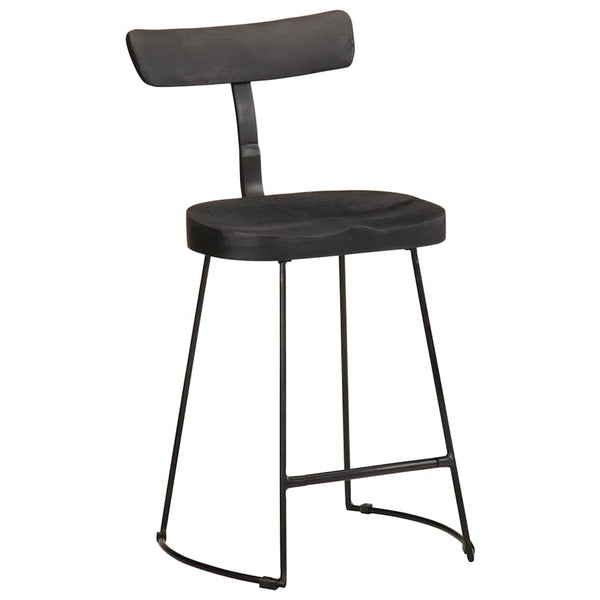 Barhocker 2er Set Schwarz Mango Massivholz