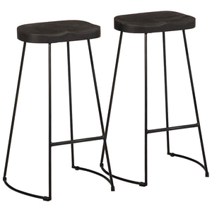 Barhocker 2er Set Schwarz Mango Massivholz