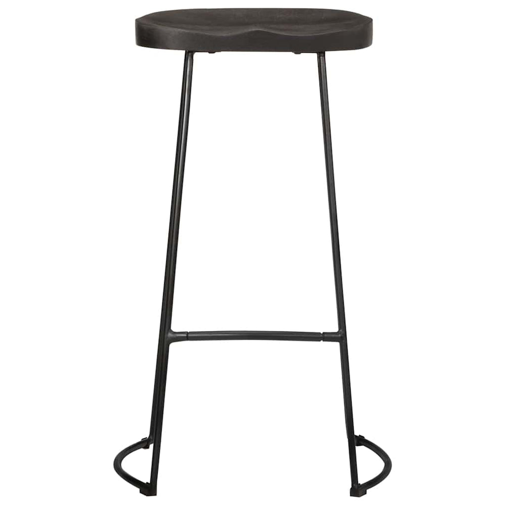 Barhocker 2er Set Schwarz Mango Massivholz