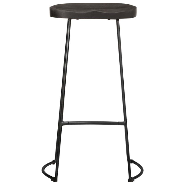 Barhocker 2er Set Schwarz Mango Massivholz