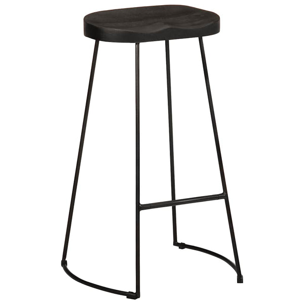 Barhocker 2er Set Schwarz Mango Massivholz