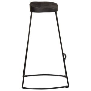 Barhocker 2er Set Schwarz Mango Massivholz