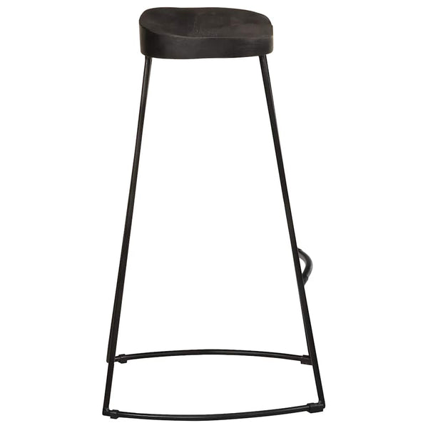 Barhocker 2er Set Schwarz Mango Massivholz