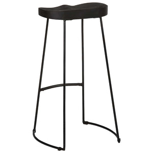 Barhocker 2er Set Schwarz Mango Massivholz
