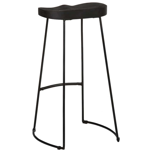 Barhocker 2er Set Schwarz Mango Massivholz