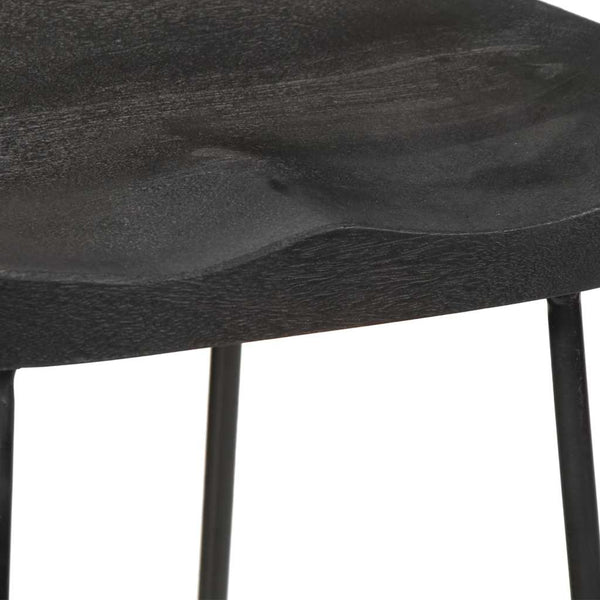 Barhocker 2er Set Schwarz Mango Massivholz
