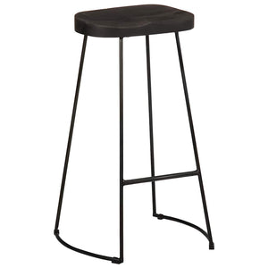 Barhocker 2er Set Schwarz Mango Massivholz