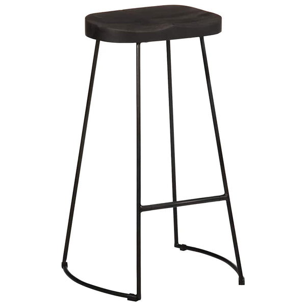 Barhocker 2er Set Schwarz Mango Massivholz